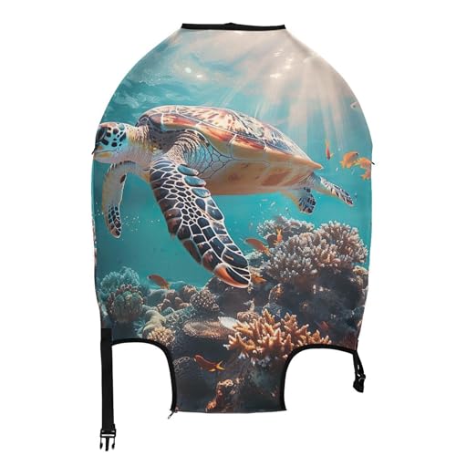 Joisal Print Suitcase Covers Luggage Protector Cute Washable Colorful Coral Sea Turtle Travel Vacation Essentials, L, Fits 26-28 Inch Case2