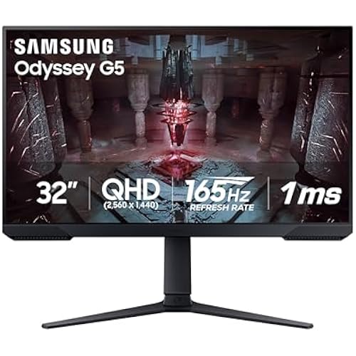 SAMSUNG 27-Inch Odyssey G51C Series QHD Gaming Monitor, 165Hz, 1ms, VESA Display HDR10, AMD FreeSync Premium, Black Equalizer, Virtual Aim Point, LS27CG512ENXZA
