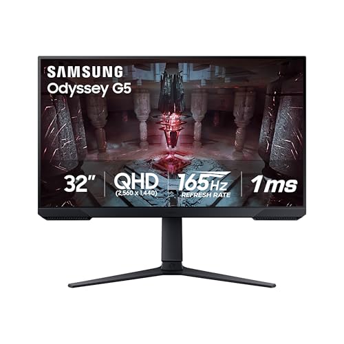 Samsung 27-Inch Odyssey G51C Series QHD Gaming Monitor, 165Hz, 1ms, VESA Display HDR10, AMD FreeSync Premium, Black Equalizer, Virtual Aim Point, LS27CG512ENXZA