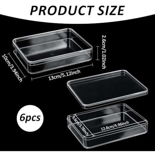 Image of BENECREAT 6Pcs Acrylic Storage Boxes with Lids, 5.1x3.9x1 Inch Rectangle Storage Containers Transparent Plastic Display Cases for Wedding, Party, Jewelry Accessories
