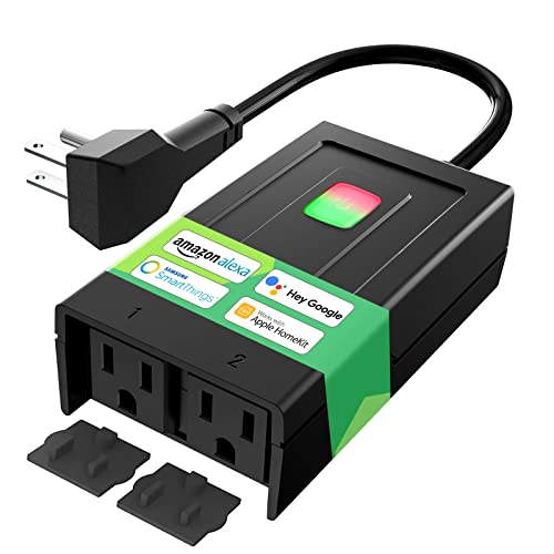 Outdoor Smart Plug - Satisure Waterproof WiFi Outdoor Outlet with 2 Independent Sockets, Remote Control and Timer Compatible with Apple HomeKit, Alexa, Google Assistant, FCC Certified Outdoor Smart Plug - Satisure Waterproof WiFi Outdoor Outlet with 2 Independent Sockets, Remote Control and Timer Compatible with Apple HomeKit, Alexa, Google Assistant, FCC Certified