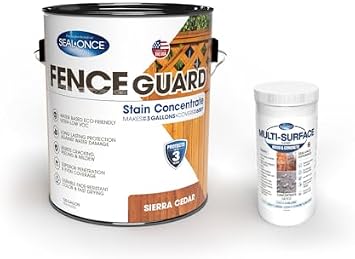 SealOnce Fence Guard Sierra Cedar 1 Gal + SealOnce MultiSurface Cleaner 1 lb Bundle EcoFriendly Wood Fence Stain & Surface Prep Kit for LongLasting Color and Protection
