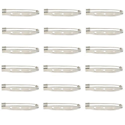 Image of Satra Traders Hole Metal Brooch, Lock Pins, Backs Safety Clasp Brooch, Jewelry Pins for DIY Craft Making | 100pcs (38mm 3 Hole)