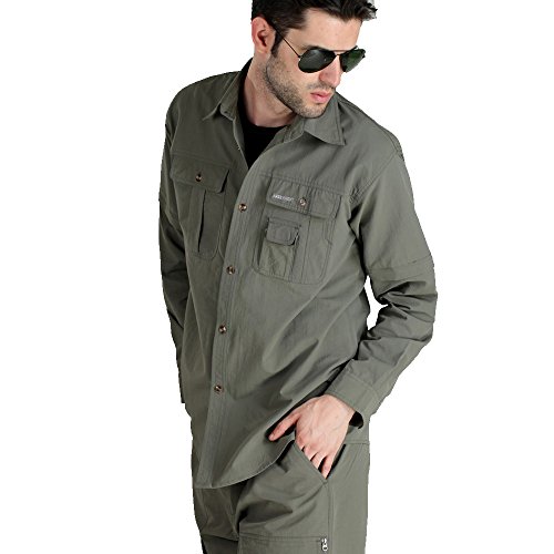 Free Knight Men's Breathable Casual Quick Dry Zip Off Sleeve Travel Shirt Jacket (Xx-Large, Army Green) #TOP5