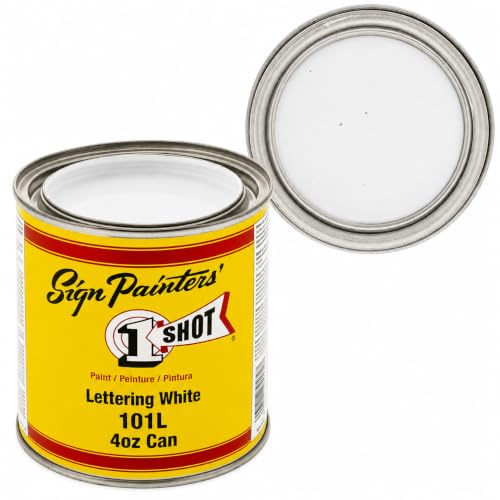 1 Shot Lettering Enamel Paint Professional Pinstriping and Lettering Paint 4 OUNCE CAN 101L/4Z Can (101L- Lettering White)