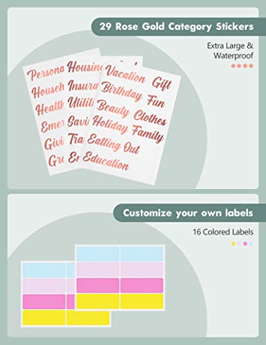 A6 Budget Binder For Money Saving Binder, Pu Leather Budget Planner With 8 Cash Envelopes, Budget Sheets & Rose Gold Category Stickers, Money Organizer For Cash Binder, Gifts For Women Girls (Floral) #TOP5