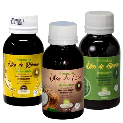Kit Oleo Capilar Ricino 60ml + Óleo de Coco + Alecrim 60ml