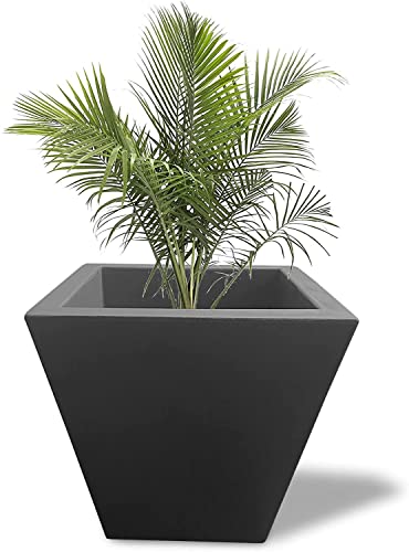 Elly Décor 12-Inch Square Plastic Planter With Drainage Hole, Plant Pot, Lightweight & Durable, Flower Garden Pot, Square Conic Plastic Planter 12”X 11” Gray #TOP13