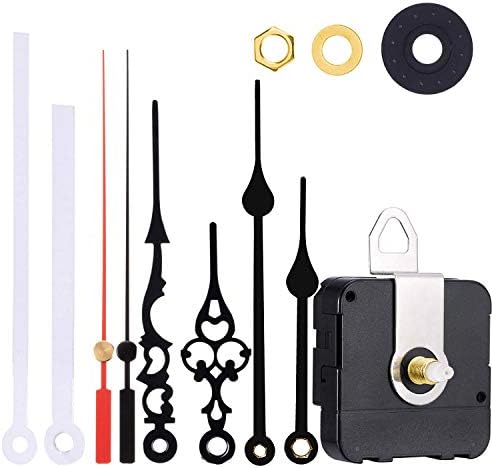 Satisfounder Non-Ticking Hands Quartz DIY Wall Clock Movement Mechanism DIY Repair Parts Replacement with 3 Different Pairs of Hands (1/4 Inch Shaft Length)