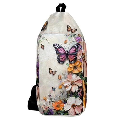 Sac à dos à bandoulière homme femme sac de poitrine papillon multicolore