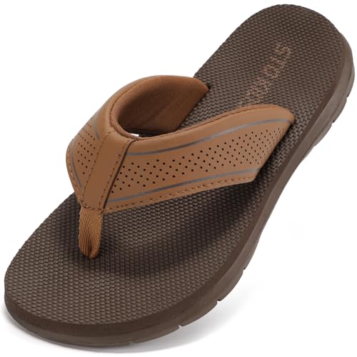 Kids Flip Flops Boys Sandals Girls Summer Beach Non Slip Outdoor & Intdoor Little/Big Boys Comfortable Fashion Lightweight Soft Bathroom Pool Swimming Shower Home House Sport Brown Size 3 Little Kid