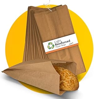 Simplelifeco UK Light, Reinforced Paper Bakery Bags for Bread | 100% Eco Friendly, Biodegradable Brown Paper Food Bags for Sandwiches, Lunch Boxes and Snacks (7 x 15 + Side Gusset) | Pack of 100