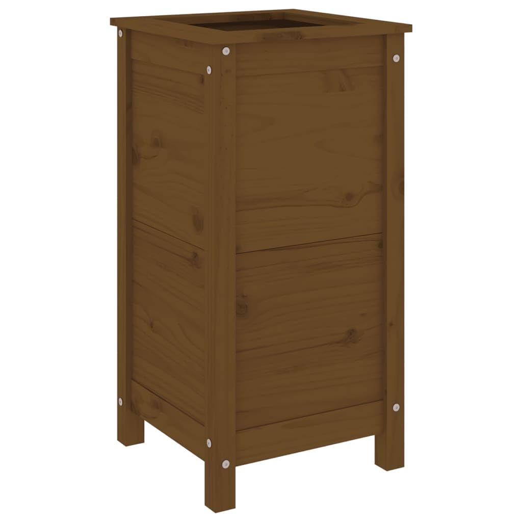 Macetero, jardinera para exteriores, maceta para plantas, maceta para plantas, maceta adecuada para jardines, restaurantes, cafeterías, patio trasero, color marrón miel, 40 x 40 x 78 cm, madera maciza