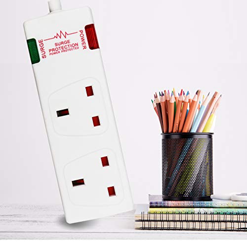 ExtraStar-2-Way-Double-Socket-Power-Mains-Extension-Lead-1M-Metre-Cable-Surge-Protected-British-Approved-13A-White