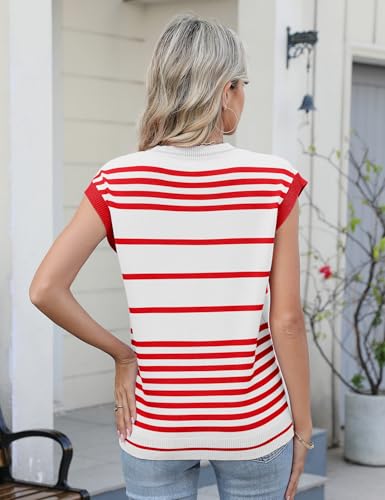 Image of AKEWEI Sweater Vest Women Sleeveless Knitted V Neck Cap Sleeve Pullover Tank Tops 2025 Summer Fall Fashion Causal Trendy