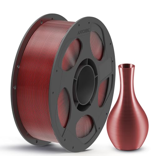 ANYCUBIC Silk PLA Filament 1.75mm 1KG, Shiny Silk Gradient Dual-Color PLA Filament, Multicolor Material for 3D Printer, Dimensional Accuracy +/- 0.03 mm Black Red PLA Silk-Black Red