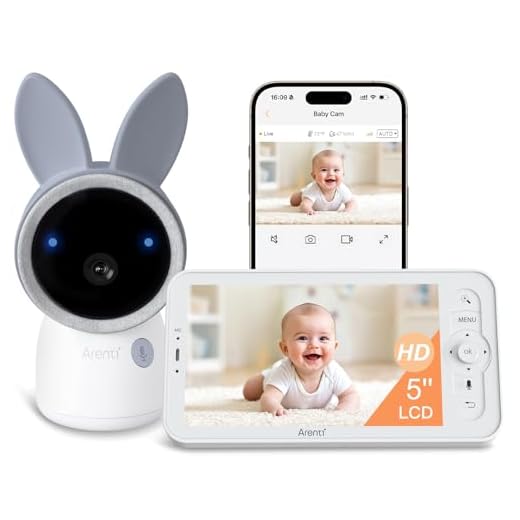 ARENTI 2.4G&5G Smart Baby Monitor with Camera and Audio, 5’’ WiFi/No-WiFi 4MP Split Screen with Night Light, Smoothing Lullabies, Cry&Motion Detection, Temp&Humidity Senor, Free APP with Motion Video