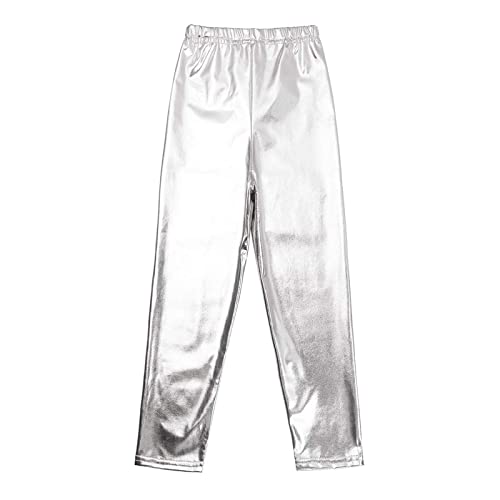 Girls Kids Shiny Metallic Dance Fashion Leggings Tights Loose Fit for Modern Hip Hop Street Dancewear2