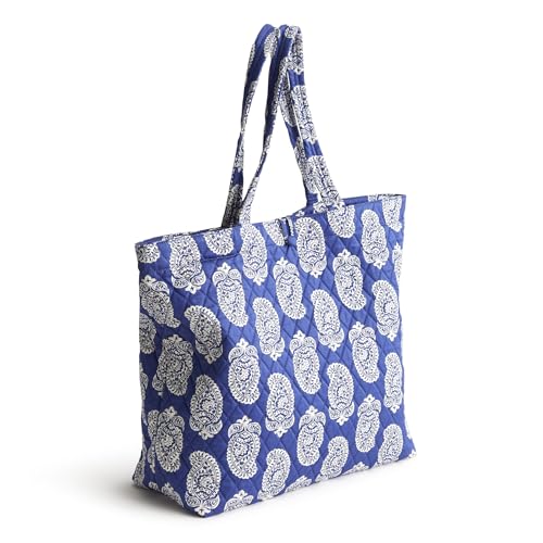 Vera Bradley Women's Premium Cotton Original Tote, Iconic Paisley Deep Ultramarine, One Size