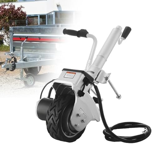 Electric Trailer Mover with Adjustable Clamp Height and Rubber Tires for Easy Transport of Caravans and Boats
