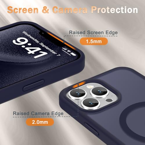 Image of YENAPOON for iPhone 13 Pro Max Case, Matte Magnetic Phone Cover [with 1 Screen Protector] [Support for MagSafe] [Shockproof Military Grade Protection] Translucent Frosted Back, Deep Purple