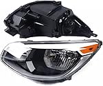 DNYSYSJ Chrome Headlight Assembly For 2014 2015 2016 2017 2018 2019 Soul Left Driver Side Halogan Headlamp Clear Lens Head Light Lamp Replacement, H13 High/Low Beam