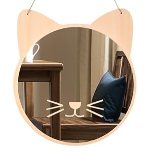 iCAGY Plastic Kids Mirror for Wall – Kids Safety, Hanging, Acrylic, Non-Glass and Unbreakable – Cat Decoration Mirror for Kid’s Playroom 12″