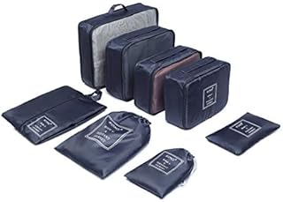 Kono 8 Pcs Packing Cubes Set for Suitcase Luggage Organiser Bag Pouches (Navy)