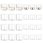 Romadedi Votive Tealight Candle Holders - 24 pcs Clear Glass Tea Light Holders Bulk Small Table Centerpieces Wedding Decor Party Dinner Home Decorations Festivals Christmas