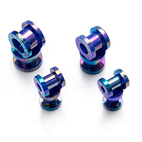 JDXN 64 PCS Acrylic Spot Gauge Kit Spiral Tapers Tunnels Plugs 14G-00G Ear Stretching Starter Set Jewelry (Dark Blue)