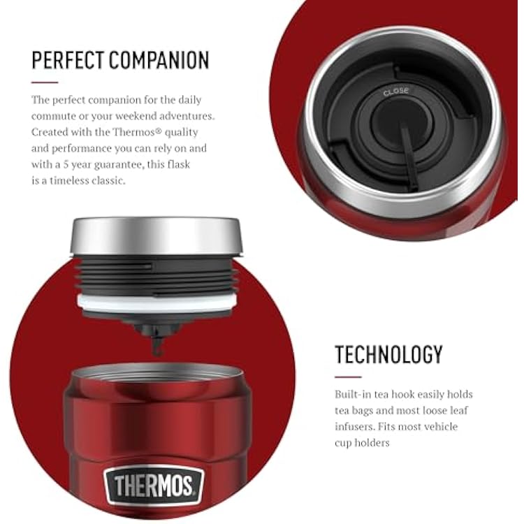 Thermos Stainless Steel King Travel Tumbler, Red, 470 ml