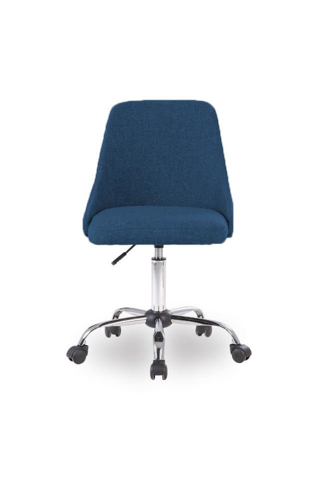 Image of Taskpro Fabric Upholstered Height-Adjustable 360 Swivel Revolving Office Study Desk Chair in Dark Blue Color