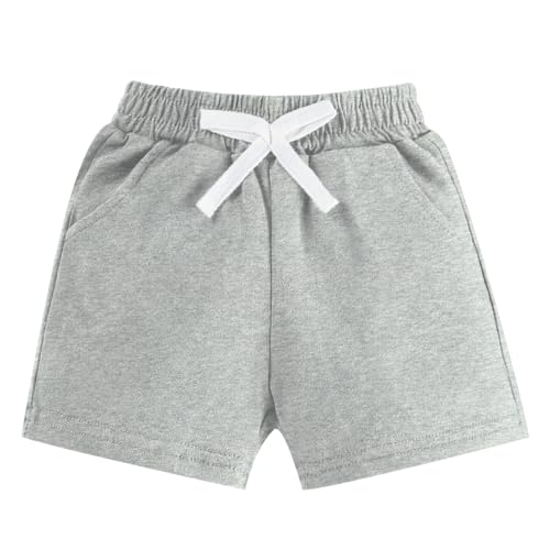 NARPLO Baby Toddler Boy Shorts Summer Casual Infant Boys Pull On Elastic Waist Athletic Fashion Solid Shorts with Pockets Grey