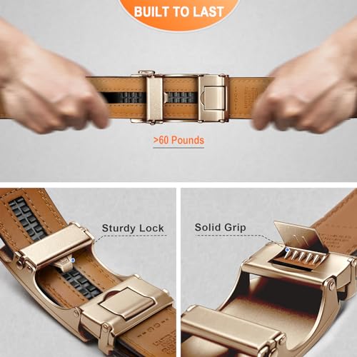 Image of Men's Belt,Bulliant Leather Adjustable Belt for Men Dress Casual 1 3 /8,Trim to Fit