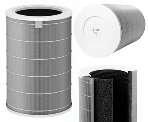 INFLOO - Filtro de repuesto para Xiaomi Mi Air Purifier, para 2, para 2S, para 3, para PRO - M8R-FLH HEPA E11 con carbón activado, elimina polvo, polen, pelo - Chip RFID - Gris
