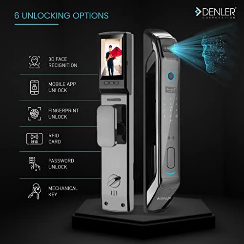 Image of Denler Doorbell Lock | Smart Door Lock with | Inbuilt Wi-Fi | Anroid & iPhone app Support | Fingerprint | RFID Card | PIN | Key | 3 Years Warranty