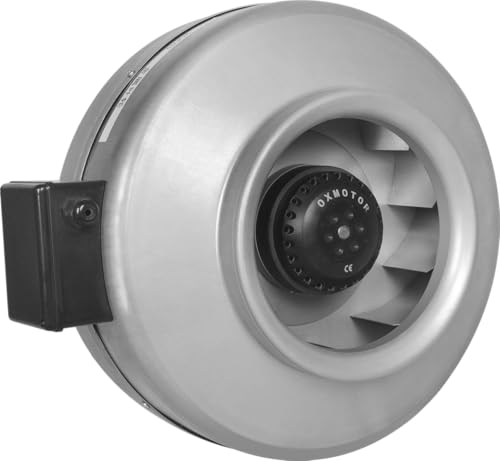 oxberg Ventilador centrífugo de conducto en línea para escape HVAC, circulación de aire, tiendas de cultivo hidropónico, sótanos, baños, cocinas (200 mm - CM200)