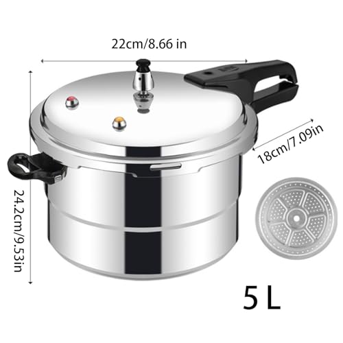 Setauoo Stove Top Pressure Cooker - 5L Grain Cooker with Steamer Insert | Cooking Pot, Aluminum Alloy Cookware for Poultry Meat Vegetable Seafood Kitchen Cook Restaurant - Image 5