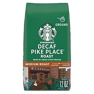 Starbucks Ground Coffee, Medium Roast Coffee, Decaf Pike Place Roast, 100% Arabica, 1 bag (12 oz)