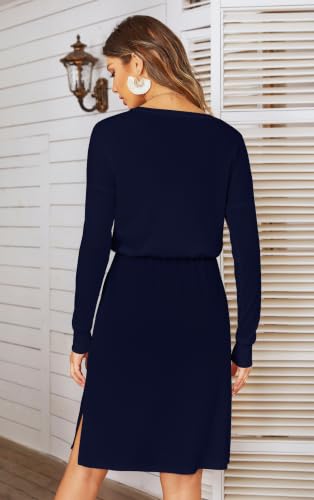 Image of Simier Fariry Womens Fall Winte Long Sleeve Knee Length Casual Dress with Pockets