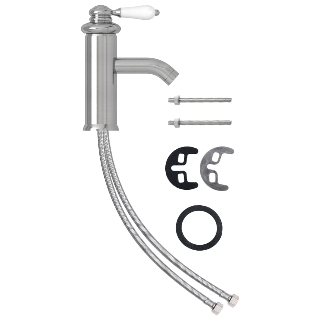 vidaXL Grifo para lavabo de baño plateado 130x180 mm
