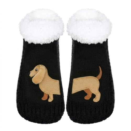 Image of ZYZX Cute Dog Slipper Socks for Women with Grips,Fuzzy Socks Indoor