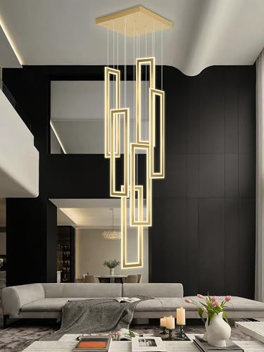 ykolupty Modern Chandelier,6 Ring Led Foyer Chandeliers,Larger High Ceiling Chandelier