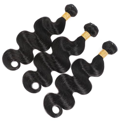 15A Human Hair Bundles 16 18 20 Inch 100% Unprocessed Brazilian Virgin Hair Glossy Quick Weave Body Wave 3 Bundles Deals Natural Black Extensions - Image 4