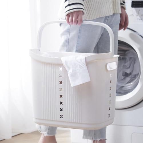HOLMZCED 4 Tiers Standing Laundry Baskets with Wheels, Rolling Laundry Cart with Removable Laundry Basket Mobile Laundry Hampers Plastic Laundry Storage Cart White for Bathroom - Thumbnail 5