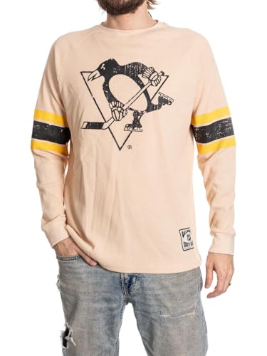 Calhoun Mens NHL Waffle Knit Long Sleeve Thermal Shirt Lightweight Cotton Blend Cold Weather Layering Top (Pittsburgh Penguins X-Large)