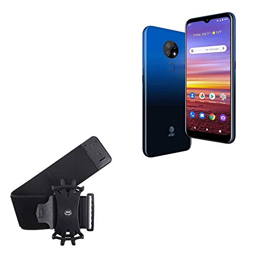 BoxWave Holster Compatible with AT&T Radiant Max - ActiveStretch Sport Armband, Adjustable Armband for Workout and Running - Jet Black