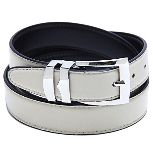 Reversible Belt Bonded Leather Removable Silver-Tone Buckle CREAM/Black
