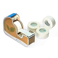 Masking Tape Dispenser，Plastic-Free Masking Tape Dispenser with 4 Rolls 3/4 in x 550 in Paper Tape, Label Tape Dispenser Desk for Masking, Labeling, Office Home School