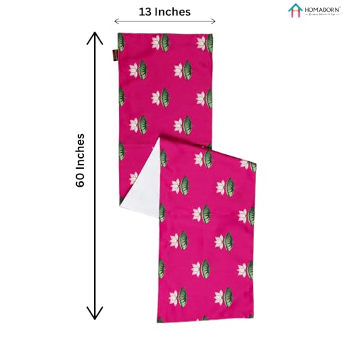 Image of HOMADORN Premium Digital Printed Table Runner - Double Layered Durable Fabric, Elegant Dining & Coffee Table Decoration, Fade-Resistant Prints, Easy Care (13X60 Inches (4 Seater), Lotus Bloom)